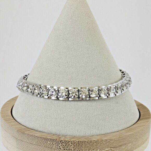 925 Silver Clear Cubic Zirconia CZ 8" Tennis Bracelet Channel Prong PAJ Jewelry - Picture 1 of 12